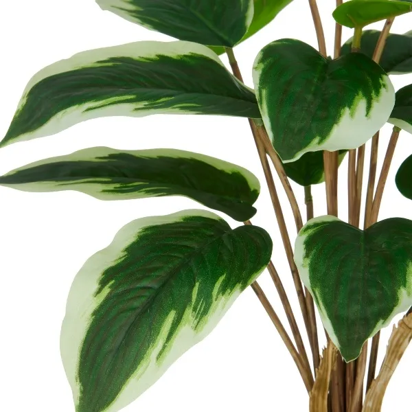 Hosta - gr&uuml;n-wei&szlig;e Kunstpflanze im Topf f&uuml;r stilvolle Raumbegr&uuml;nung im 6er-Set