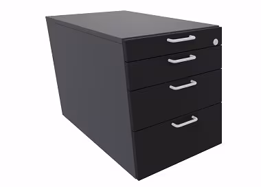 Rollcontainer Leuwico GARC1-1233 mit 3 Schüben und Materialschale - Korpus graphit / Dekofarbe Blenden schwarz