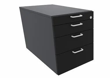 Rollcontainer Leuwico GARC1-1233 mit 3 Schüben und Materialschale - Korpus graphit / Dekofarbe Blenden schwarz