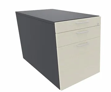 Rollcontainer Leuwico GARC1-1233 mit 1 Schub, Materialschale und Hängeauszug - Korpus schwarz / Dekofarbe Blenden ahorn dekor