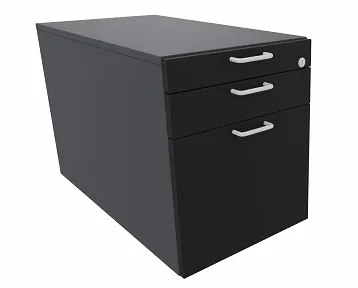 Rollcontainer Leuwico GARC1-1233 mit 1 Schub, Materialschale und Hängeauszug - Korpus graphit / Dekofarbe Blenden schwarz