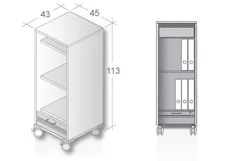 Caddy mit Vertikalrolladen Leuwico GACV2-04 mit Breitwandschub und 2 Einlegeb&ouml;den