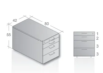 Rollcontainer Leuwico GARC1-1233 mit 3 Sch&uuml;ben und Materialschale