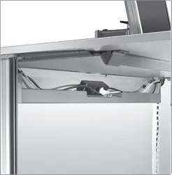 Sitz-Steh Schreibtisch Leuwico iMOVE C höhenverstellbar - Kabelwanne Leuwico GO2move Sitz-Steh Schreibtisch