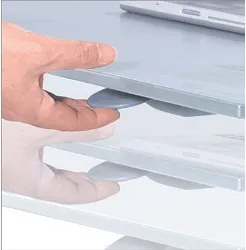 Hand Schnellverstellung (1-2 Sek. Verstelldauer) Leuwico GO2move Sitz-Steh Schreibtisch