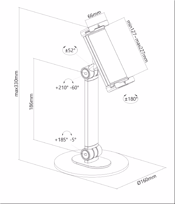 NEOMOUNTS Tablethalterung schwarz für 4,7-12,9 - Maße NEOMOUNTS Tablet-Ständer DS15-540BL1