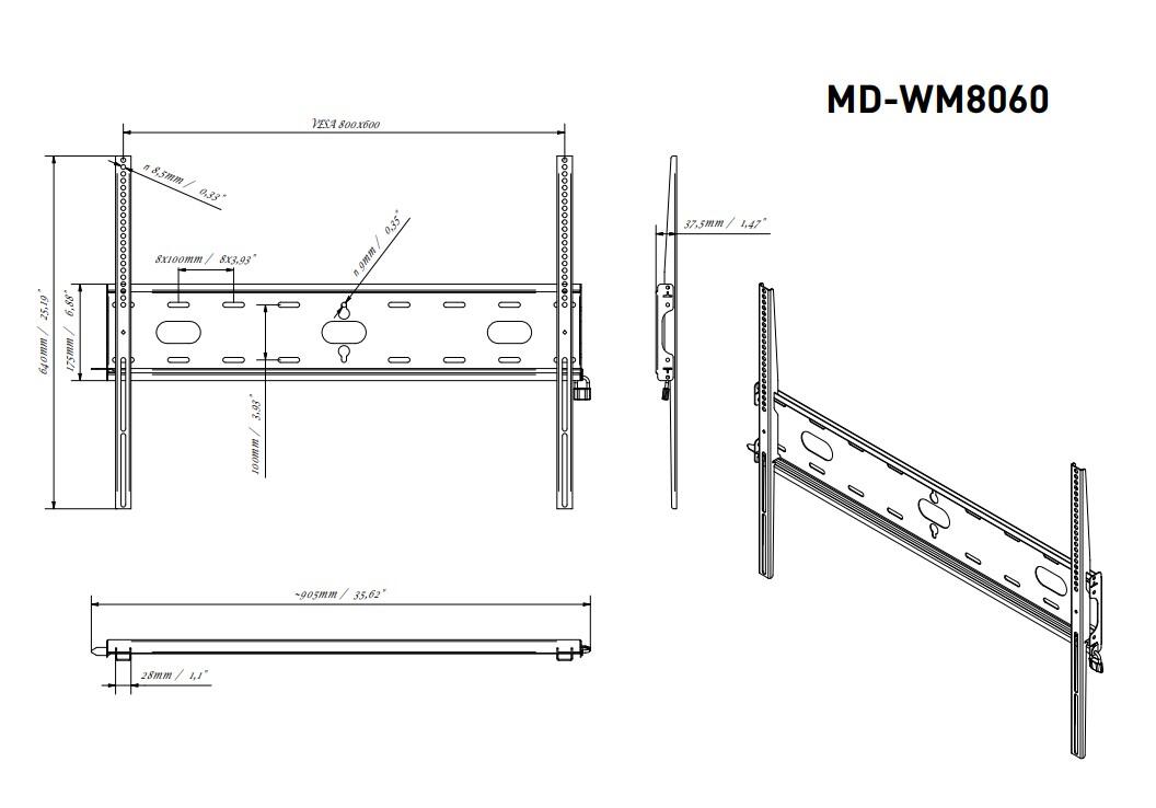 iiyama MD-WM8060 – Wandhalterung für große Displays - TECHNISCHE SPEZIFIKATION