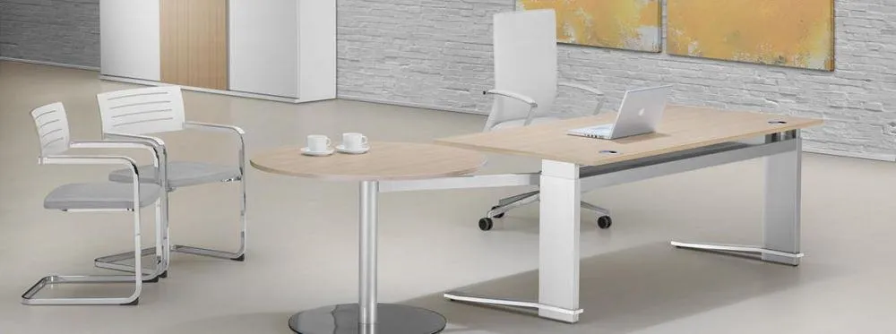 Sitz-Steh Schreibtisch Leuwico iMOVE C höhenverstellbar - Leuwico iMOVE_C mit Ansatzplatte