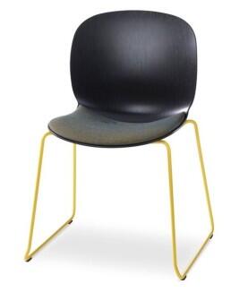 Besucherstuhl RBM Noor 6065S mit Kufengestell und Sitzpolster - Dunkel gebeizt Eiche