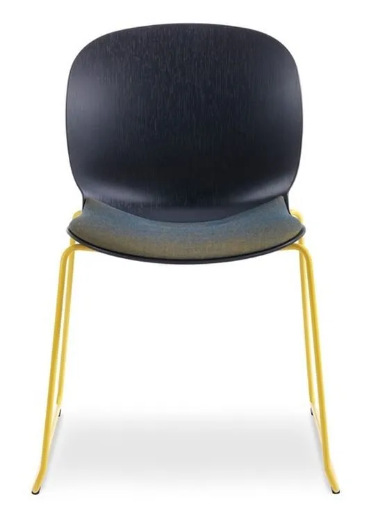 Besucherstuhl RBM Noor 6065S mit Kufengestell und Sitzpolster - Dunkel gebeizt Eiche