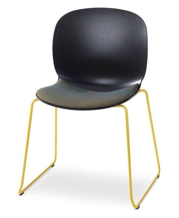 Besucherstuhl RBM Noor 6065S mit Kufengestell und Sitzpolster - Dunkel gebeizt Eiche