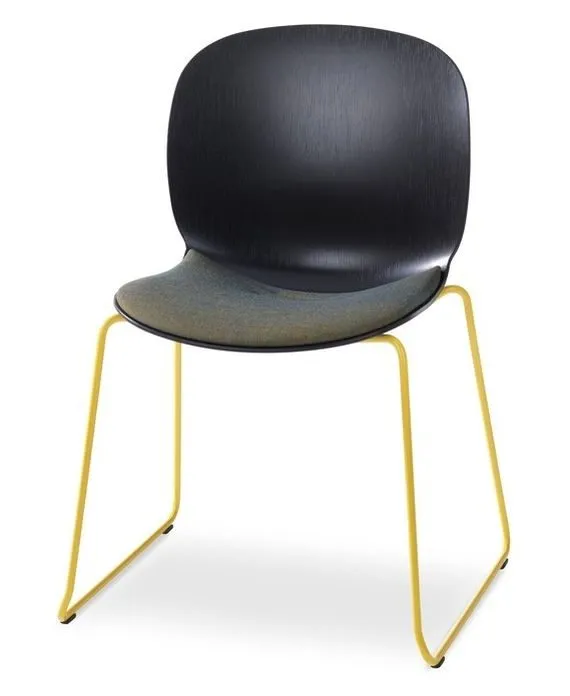 Besucherstuhl RBM Noor 6065S mit Kufengestell und Sitzpolster - Dunkel gebeizt Eiche