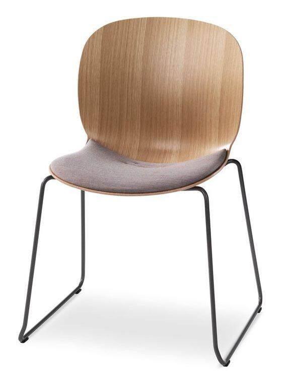 Besucherstuhl RBM Noor 6065SB mit Kufengestell und Sitzpolster - Klar lackierte Eiche