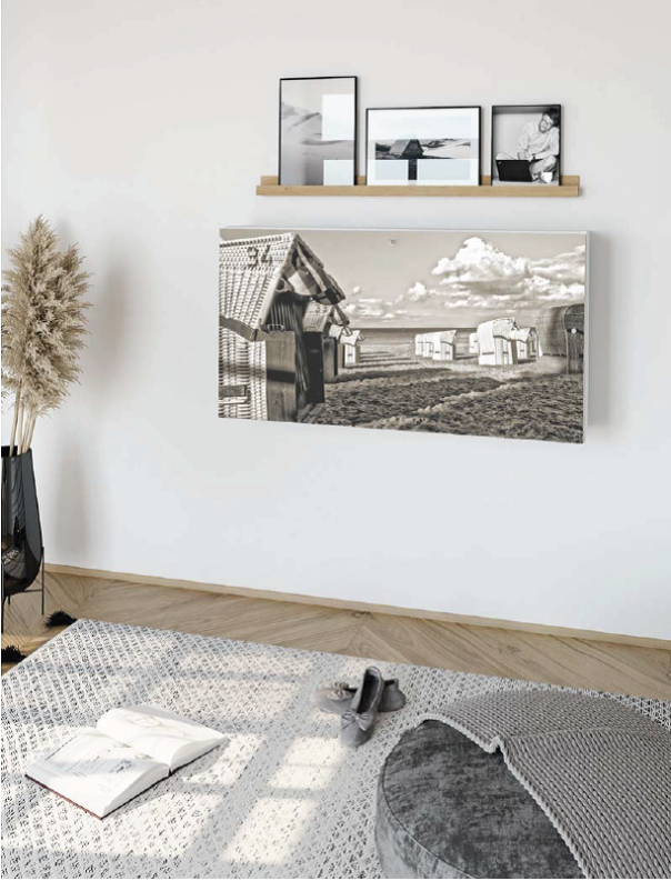 Klappbarer Wandschreibtisch mit Dekobild