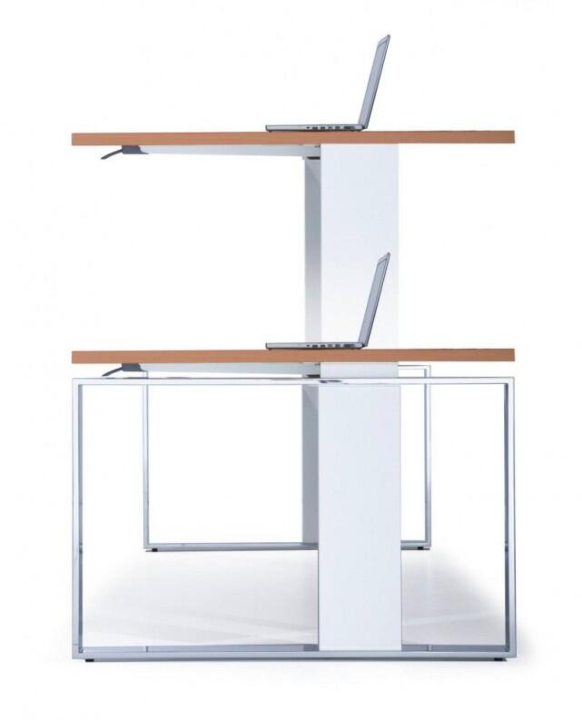 Sitz-Stehschreibtisch Leuwico iMOVE F höhenverstellbar