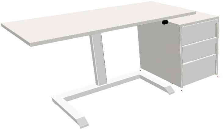Leuwico elektromotorischer Schreibtisch mit Rollcontainer