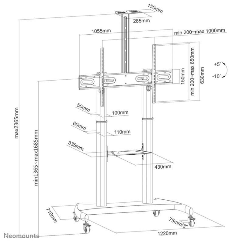 NEOMOUNTS Rollwagen PLASMA-M1950E TV-Trolley