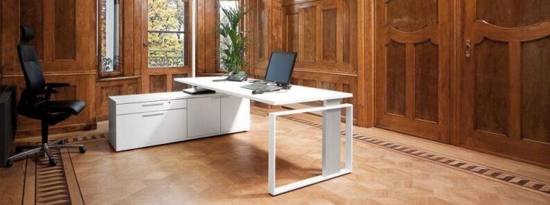 Sitz-Stehschreibtisch Leuwico iMOVE F höhenverstellbar