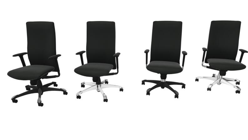 komplett schwarz; komplett schwarz Fußkreuz poliert; Fußkreuz schwarz Details poliert; komplett