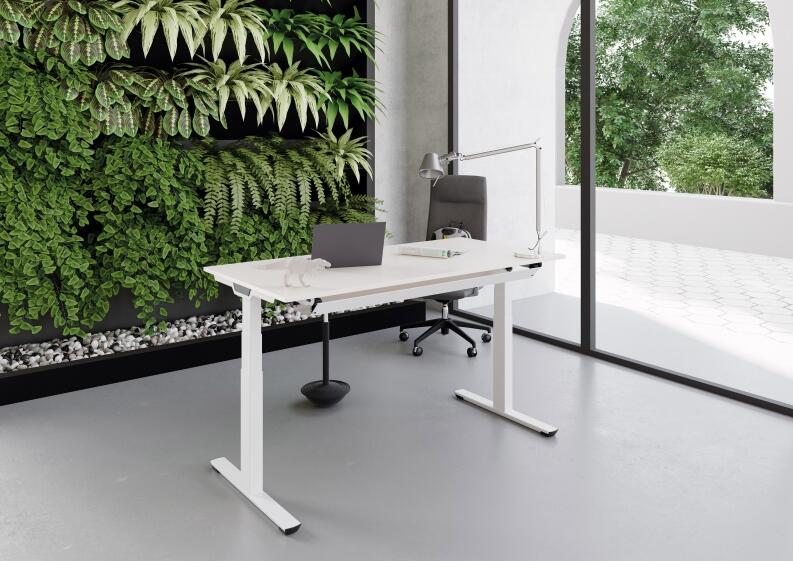 Elektromotorisch höhenverstellbarer Schreibtisch Palmberg CRWE-T mit T-Fußgestell